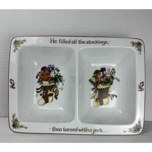 PS Portmeirion Studios Susan Winget "A Christmas Story" Divided Serving Dish